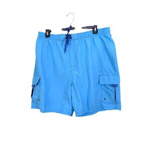 Swim Trunks Mens Size L Aqua Blue Cargo Board Shorts Beach Vacation Summer